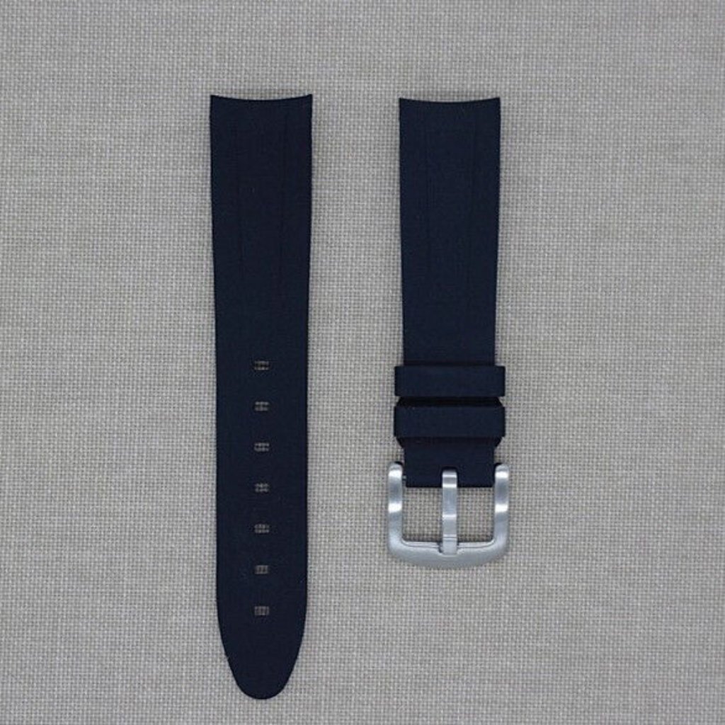 Tempomat 21mm Black Rubber Strap Fits Rolex Oyster Perpetual 41mm Datejust 41mm